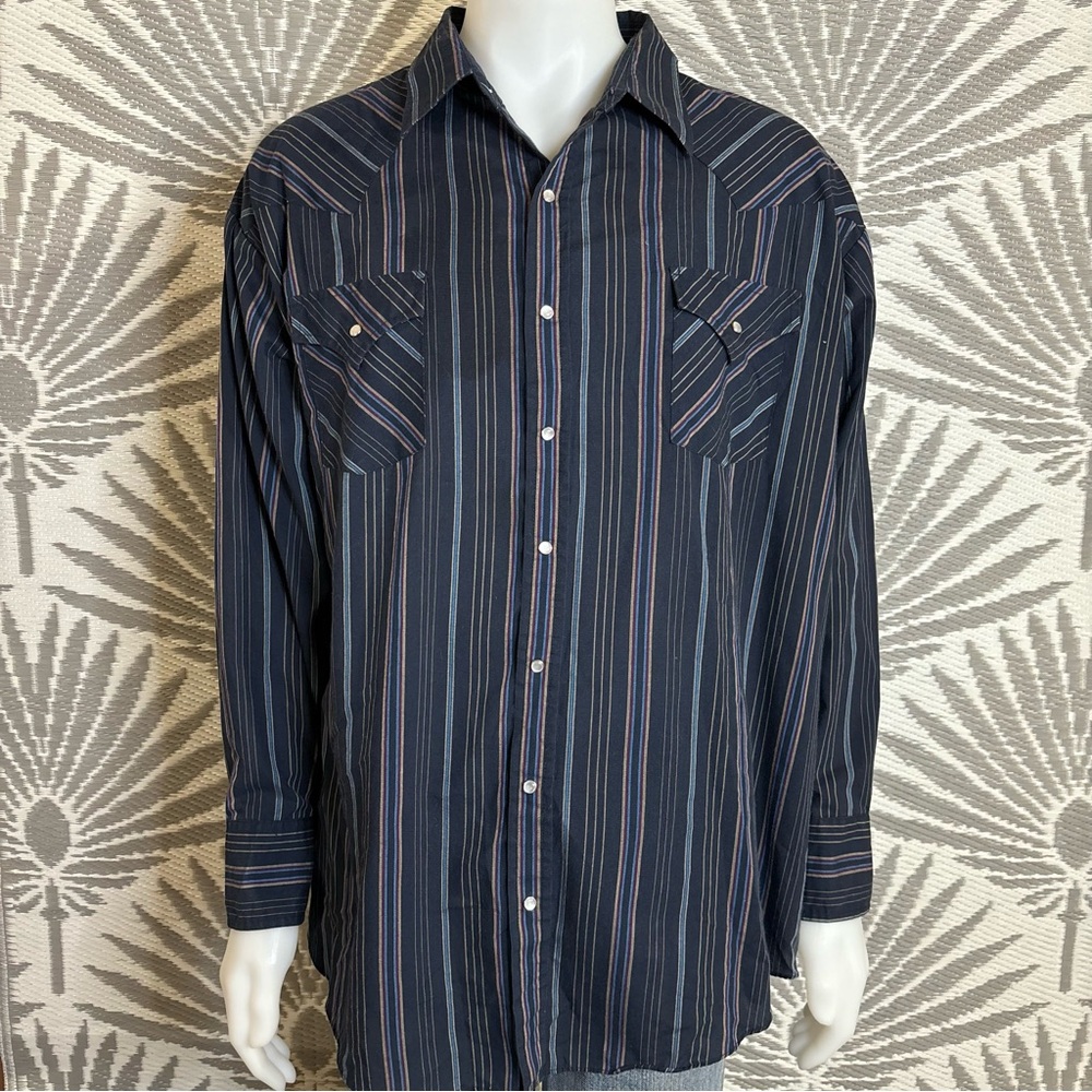 Vintage Brushpopper Western Striped Pearl Snap Shirt Men’s 3X Rodeo Cowboy